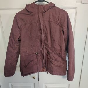 Charlotte Russe M Chocolate Brown Coat Hooded Jacket Women's Zip Up Bomber